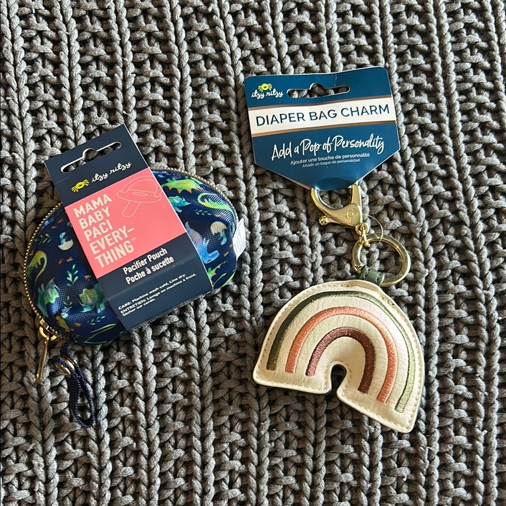 Itzy Ritzy Rainbow Charm and Dinosaur Pouch Set - NWT
